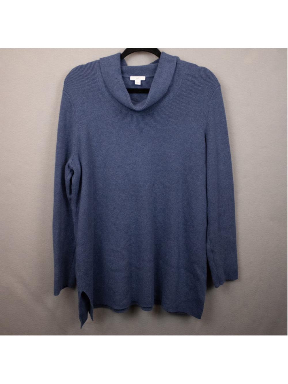 J. Jill blue ribbed cowl neck tunic sweater-L